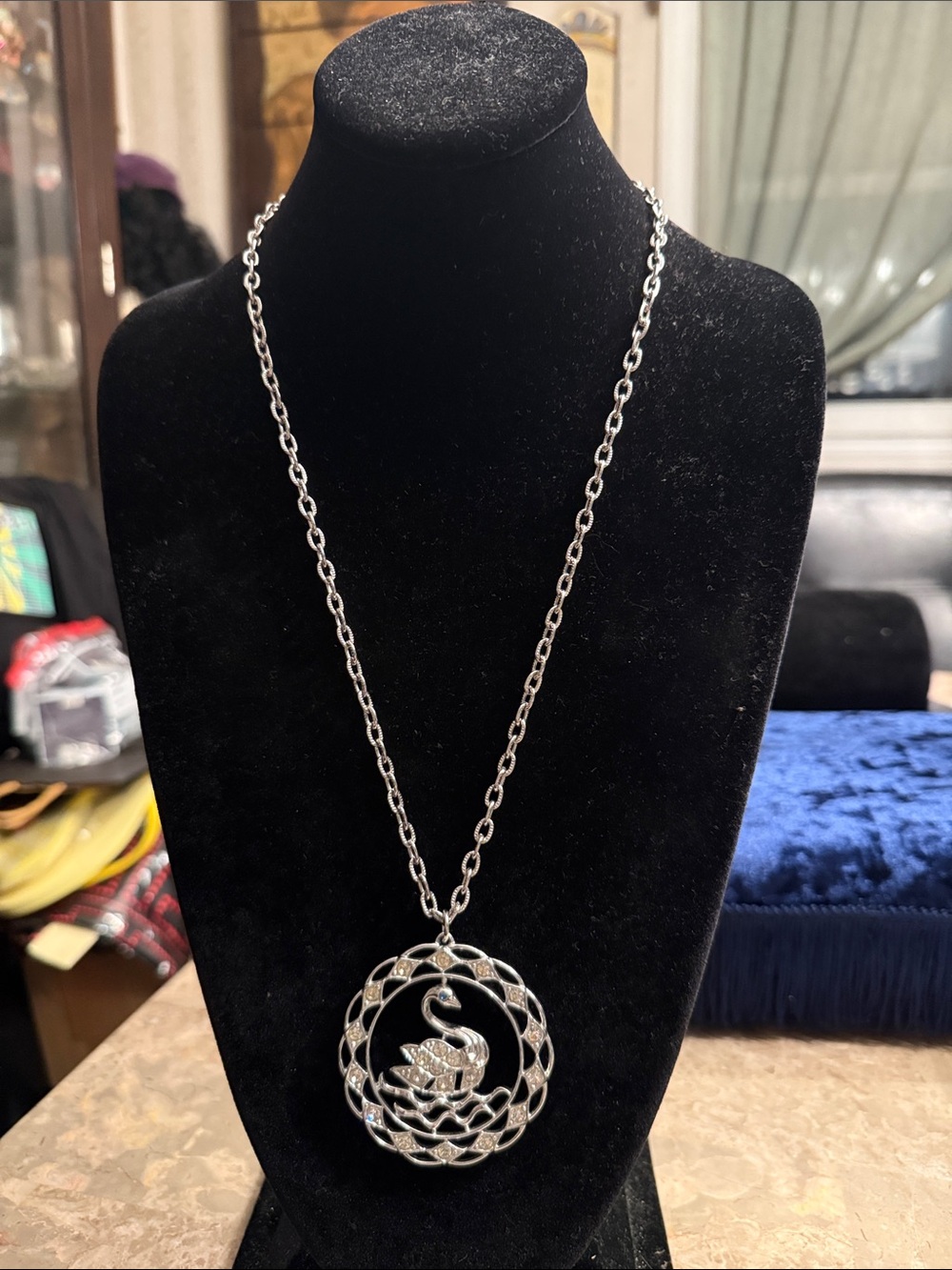 Vintage Sarah Coventry, Swan Lake, Silvertone, and rhinestone necklace 1960s